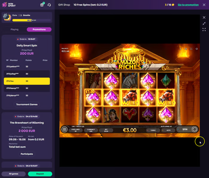 WinSpirit – Pagina Promozioni e Bonus